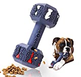 NEOROD Durable Dog Chew Toys for Aggressive Chewer. Indestructible Interactive Dental Toys for Training and Cleaning Teeth. Natural Rubber Bacon Flavored Dumbbell Dispensing Toy for Medium Small Dogs