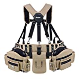 JACKSON PALMER Professional Comfort-Rig Tool Belt with Adjustable Suspenders (Detachable Pockets & 2 Power Tool Hooks)