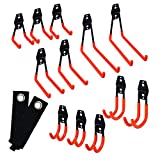 JACKSON PALMER 14-Pack Garage Utility Hooks, Heavy Duty Steel with Anti-Slip Coating + Storage Straps