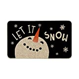 Artoid Mode Let It Snow Snowman Christmas Decorative Doormat Black, Seasonal Winter Xmas Holiday Low-Profile Floor Mat Switch Mat for Indoor Outdoor 17 x 29 Inch