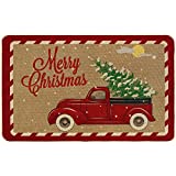 Ruisita Christmas Doormats Floor Mats Doormats 31.5 x 20 Inches Anti-Slip Christmas Truck Merry Christmas Welcome Floor Mats Xmas Front Doormat for Indoor Outdoor Holiday Decorations Kitchen Laundry