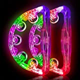 Aywewii LED Tambourine, Light Up Toys Handheld Musical Flashing Tamborine Autism Toys Party Supplies for Birthday Anniversaries Gifts For Kids Adults Teens(Four Colors are Randomly Sent)
