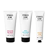 Stories & Ink Tattoo Care - The AM & PM Set - Daily Moisturizer, Vibrancy Serum, Exfoliating Body Wash- Supports Intensity of Ink- 100% Vegan & Cruelty Free Made in UK