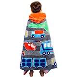 Wowelife Hooded Bath Towels Helicopter, 100% Cotton Kids Bath Towel for Boys Airplane,Truck and Taxi, Ultra Soft and Super Absorbent 30 x 60 Inch(Included Hooded)(Grey Vehicle)