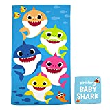 Franco Kids Bath and Beach Soft Cotton Terry Towel with Washcloth Set, 50 in x 25 in, Baby Shark