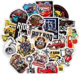 50 PCS Laptop Sticker Hot Rod Classic Car Theme Stickers Waterproof Vinyl Scrapbook Stickers Car Motorcycle Bicycle Luggage Decal (Hot Rod Classic Car)