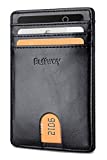 Buffway Mens Slim Wallet, Minimalist Thin Front Pocket Leather Credit Card Holder with RFID Blocking for Work Travel - Seattle Black