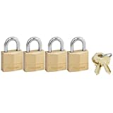 Master Lock Padlock, Solid Brass Lock, 3/4 in. Wide, 120Q (Pack of 4-Keyed Alike)