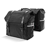 Pedego Premium Bike Pannier w/Waterproof Rain Fly - Black w/Black Leather