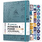 Clever Fox Fitness & Food Journal – Nutrition & Workout Planner for Women & Men – Diet & Gym Exercise Log Book with Calendars, Diet & Training Trackers - Undated, 7x10″, Hardcover (Aquamarine)