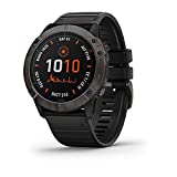 Garmin fenix 6X Pro Solar, Premium Multisport GPS Watch with Solar Charging Capabilities, Features Mapping, Music, Grade-Adjusted Pace Guidance and Pulse Ox Sensors, Dark Gray with Black Band