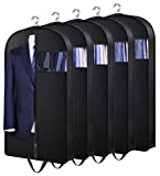 AOODA 43" Gusseted Suit Bags for Closet Storage Hanging Garment Bags for Men Travel Coat Clothes Cover with Handles (5 Packs)