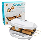 Corn Dog Maker - Perfect Hot Dogs on a Stick, Cheese Sticks, Cake Pops, and More - Includes 50 Skewers Plus Recipes, Easy to Use Electric Nonstick Baker, Great for BBQs, Makes 6 Mini Corn Dogs at Once