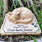 somiss Pet Memorial Stones for Cats,Personalized Cat Memorial Stones Grave Markers Features A 3-D Cat,All Content is Customizable,8.5" × 7" × 3"