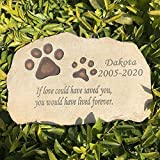 Claratut Personalized Pet Memorial Garden Stones, Paw Print Cat Dog Grave Markers Tombstone, Engraved with Pet'S Name and Born Passed Dates & Quote, Pet Loss Gift