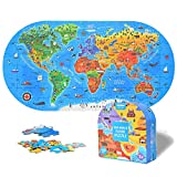 Mideer 100Pcs World Map Jigsaw Puzzles for Kids Ages 4-8,Floor Puzzles for Kids Ages 3-5,Toddler Puzzle for Children,Premium Geography Educational Toys Box,Pre School Learning Games for Boys and Girls