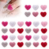 30 Pcs Heart-shaped Nail Plush Ball- 6 Colors Mixed Detachable Nail Art Fluffy Pom Balls 3D Magnetic Pom Poms for Nails with Magnetic Base for for Nail Design and Decoration (Light Color)