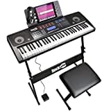 RockJam 61 Key Keyboard Piano With Touch Display Kit, Keyboard Stand, Piano Bench, Sustain Pedal, Headphones, Simply Piano App & Keynote Stickers