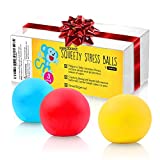 Stress Relief Balls (3-pack) - Tear-Resistant, Non-toxic, No BPA/Phthalate/Latex (Colors as Shown) - Ideal for Kids and Adults - Squishy Relief Toys to Help Anxiety, ADHD, Autism and More - By IMPRESA