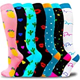 Aoliks Graduated Compression Socks for Women & Men, 20-30 mmHg Funny Circulation Socks for Running Hiking