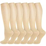 Iseasoo 6 Pairs Compression Socks for Women & Men Circulation,20-30 mmhg Nursing Socks Best for Running,Athletic,Hiking,Travel(Large/X-Large)