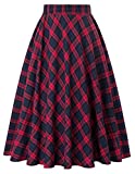 Red Plaid A-line Skirt for Women Knee Length Size S KK633-2