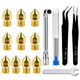 LUTER 3D Printer Nozzle Cleaning Kit, 10PCS 0.4mm 3D Printer Nozzles Extruder Nozzles for MK8 + 5PCS Stainless Steel Nozzle Cleaning Needles + 2PCS Tweezers + 2PCS Wrenches