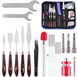 Glarks 23Pcs 3D Printer Nozzle Change Removal Cleaning Tool Set, 6 in 1 3D Printer Nozzle Change Tool + 10Pcs 0.35mm 0.4mm Cleaning Needles + 5Pcs Spatula Palette Knife for 3D Print Removal + Tweezer