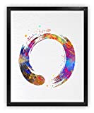 Dignovel Studios 8X10 Unframed Zen Circle Enso Symbol Buddhism Meditation Yoga Watercolor Art Print Wall Art Poster Giclee Wall Decor Home Wall Art N428