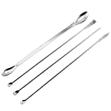 Maxmoral 1 Set Stainless Steel Micro Lab Sampling Scoop Spatulas Combination Reagent Spoon Laboratory Supplies (Pack of 4)