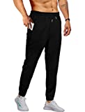 Aloodor Men's Joggers Sweatpants Slim Fit Casual Boys Pants with Pockets and Drawstring Black L