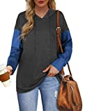 Aloodor Hoodies for Women Fall Tunic Sweatshirts with Drawstring Grey XL