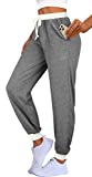 Aloodor Pants for Women Comfy Active Sweatpants Color Block Joggers Grey L