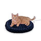 K&H Pet Products Thermo-Kitty Fashion Splash Indoor Heated Cat Bed, Heated Bed for Dogs or Cats with Removable Waterproof Heater Blue Small 18 Inches Round