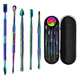 6 Pcs Wax Carving Tool Set, Shellvcase Stainless Steel Double-Sized Tools with Silicone Container Jar and Protective Metal Carrying Case Portable Set, Rainbow Color