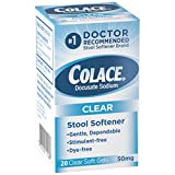 Colace Clear Stool Softener 50mg Soft Gels 28 Count Docusate Sodium Stool Softener for Gentle Dependable Relief Doctor Recommended