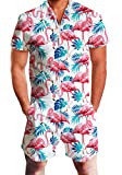 AIDEAONE Men Rompers One Piece Jumpsuit 3D Print Short Sleeve Zipper Romper Fashion Beach Shorts