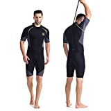 DIPMEND1 Shorty Wetsuit Men 1.5mm Neoprene Diving Suits Back Zip One Piece Swimsuit for Diving Surfing Snorkeling Swimming4X-Large