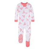 Burt's Bees Baby baby girls Pajamas, Zip Front Non-slip Footed Pjs, 100% Organic Cotton and Toddler Sleepers, Pink Snuggle Bee, 18 Months US