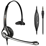 Wantek Cell Phone Headset Mono with Noise Canceling Mic, Wired Computer Headphone for iPhone Samsung Huawei HTC LG ZTE BlackBerry Smartphones and Laptop PC Mac Tablet with 3.5mm Jack(F600J35)