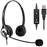 Wantek Corded USB Headset with Microphone Noise Cancelling & in-line Controls, Computer Headphones for Laptop PC Skype Zoom Webinar Classroom Home Office Business, Clear Chat, Ultra Comfort(UC602)