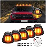 5 X Cab Marker Light, Smoke Lens With Amber 16 LED Roof Running Lights, Top Clearance Light for 1999-2016 Ford F150 F250 F350 F450 F550 F650 F750 E150 E250 E350 E450 Super Duty Pickup Truck