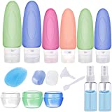 POLENTAT 17 Pcs Silicone Travel Bottles Set for Toiletries, TSA Approved Travel Size Containers for Shampoo Leak-proof Travel Accessories Containers with Tag