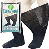 Gooi Extra Wide Socks for Swollen Feet Soft Stretch up to 30" Seniors Diabetics Men Women 10-13 13-15 Breathable Non Binding Loose Fitting Top Bariatric Neuropathy Lymphedema Edema Cast Over The Calf Plus Size Extra-Wide Swollen Ankles Legs