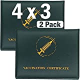 Covid Vaccination Card Protector,4x3 CDC Vaccine Card Protector,Covid Vaccination Card Holder,Immunization Record Holders Set of 2,Reusable Hard Clear Sleeve for 4x3 Cards(Dark Green,2 Pack)