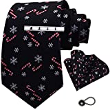 Christmas Tie Festival Necktie Pocket Square and Tie Clip Set with Christmas Box (0959-20)