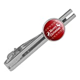 GRAPHICS & MORE Merry Christmas Holiday Reindeer Round Tie Bar Clip Clasp Tack Silver Color Plated
