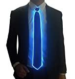 SATUMIKO Burning Man Light Up Fanny Ties Novelty Necktie For Men LED Light Up Ties Costume Accessory (Blue-Satin Tie)