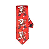 Classic Solid Silk Formal Necktie and Pocket Square Tie Clip Sets for Mens Boys (Singing Dancing Christmas Santa Claus - 1)