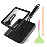 HAPPI STUDIO Tamagoyaki Pan with Lid and Spatula - Japanese Omelette Pan Nonstick - Japanese Egg Pan - Egg Frying Pan - Omelette Pan - Omelet Pan Nonstick - Square Pan 7" x 6"